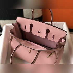 Сумка Hermes Birkin розового цвета с золотыми серебряными застежк