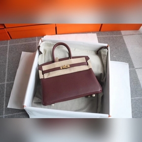 Сумка Hermes Birkin бордо с золотыми серебряными застежками Импор