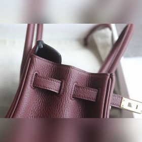 Сумка Hermes Birkin бордо с золотыми серебряными застежками Импор