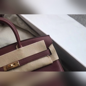 Сумка Hermes Birkin бордо с золотыми серебряными застежками Импор