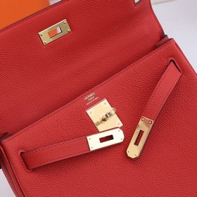 Сумка Hermes Kelly с одним плечевым ремнем, китайский красный с з