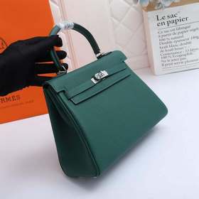 Сумка Hermes Kelly через плечо, павлиний зеленый с золотыми сереб