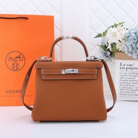 Сумка Hermes Kelly с одним плечевым ремнем, золотисто-коричневая