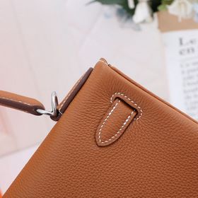 Сумка Hermes Kelly с одним плечевым ремнем, золотисто-коричневая 