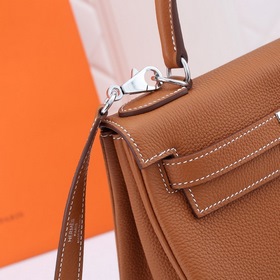 Сумка Hermes Kelly с одним плечевым ремнем, золотисто-коричневая 