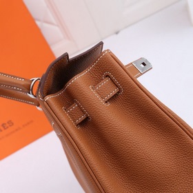 Сумка Hermes Kelly с одним плечевым ремнем, золотисто-коричневая 