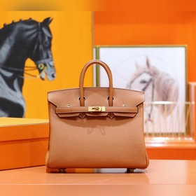 Сумка Hermes Birkin, золотисто-коричневая, полностью сшита вручну