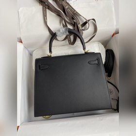 Сумка Hermès Kelly из кожи Epsom с прошитыми восковыми швами, чер