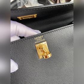 Сумка Hermès Kelly из кожи Epsom с прошитыми восковыми швами, чер