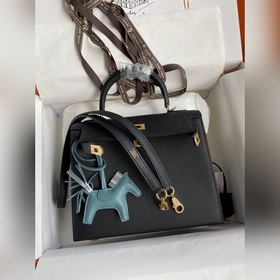 Сумка Hermès Kelly из кожи Epsom с прошитыми восковыми швами, чер