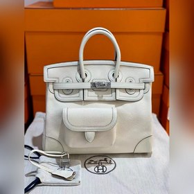 Сумка Hermes Birkin &nbsp;cargo кремово-белая серебряной заст