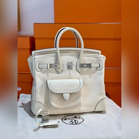 Сумка Hermes Birkin &nbsp;cargo кремово-белая серебряной заст