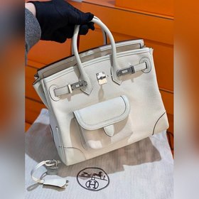 Сумка Hermes Birkin &nbsp;cargo кремово-белая серебряной заст