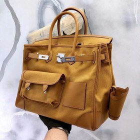 Сумка Hermes Birkin &nbsp;cargo серого цвета серебряной засте