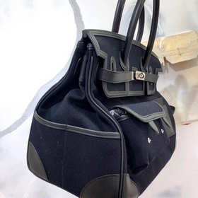 Сумка Hermes Birkin &nbsp;cargo темно-синяя серебряной застеж