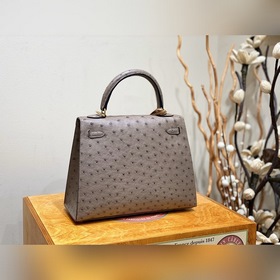 Hermès Kelly сумка из южноафриканской кожи страуса, кофейного цве