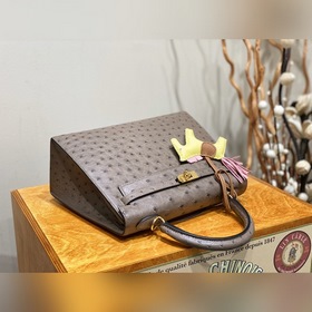 Hermès Kelly сумка из южноафриканской кожи страуса, кофейного цве