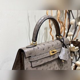 Hermès Kelly сумка из южноафриканской кожи страуса, кофейного цве