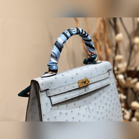 Hermès Kelly сумка из южноафриканской кожи страуса, льняной синий