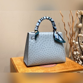 Hermès Kelly сумка из южноафриканской кожи страуса, льняной синий