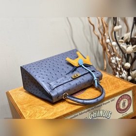 Hermès Kelly сумка из южноафриканской кожи страуса, нефрит-синий,