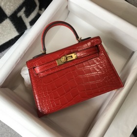 Hermès Имитация крокодила Кожаная сумка Импортная кожа с тиснение