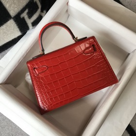 Hermès Имитация крокодила Кожаная сумка Импортная кожа с тиснение