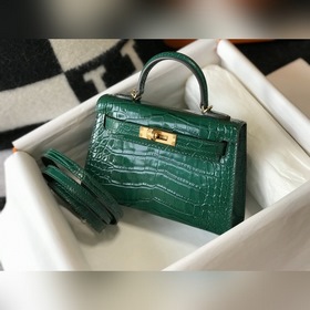 Hermès Имитация крокодила Кожаная сумка Импортная кожа с тиснение