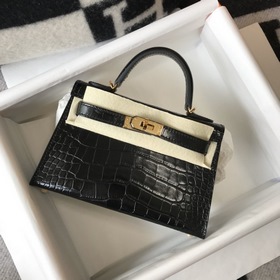 Hermès Имитация крокодила Кожаная сумка Импортная кожа с тиснение