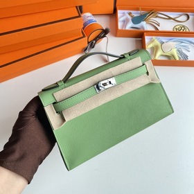 Hermès Mini Kelly Pochette Сумка из кожи Epsom, цвет авокадо, сер