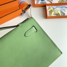 Hermès Mini Kelly Pochette Сумка из кожи Epsom, цвет авокадо, сер