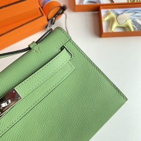 Hermès Mini Kelly Pochette Сумка из кожи Epsom, цвет авокадо, сер