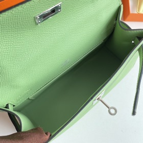 Hermès Mini Kelly Pochette Сумка из кожи Epsom, цвет авокадо, сер