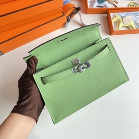 Hermès Mini Kelly Pochette Сумка из кожи Epsom, цвет авокадо, сер