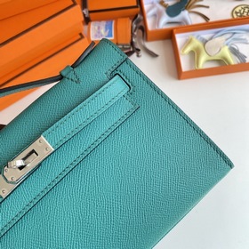Hermès Mini Kelly Pochette сумка кожа Epsom U1 Верона зеленый с