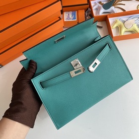 Hermès Mini Kelly Pochette сумка кожа Epsom U1 Верона зеленый с