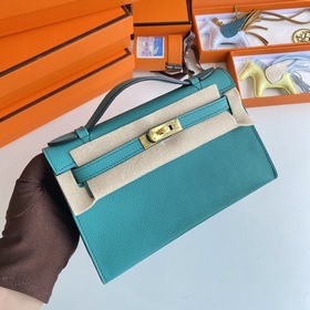 Hermès Mini Kelly Pochette Сумка Кожа Epsom U1 Верона зеленая З