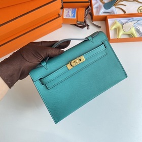 Hermès Mini Kelly Pochette Сумка Кожа Epsom U1 Верона зеленая З