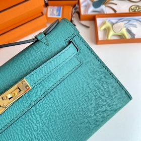 Hermès Mini Kelly Pochette Сумка Кожа Epsom U1 Верона зеленая З
