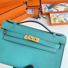 Hermès Mini Kelly Pochette Сумка Кожа Epsom U1 Верона зеленая З