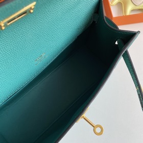 Hermès Mini Kelly Pochette Сумка Кожа Epsom U1 Верона зеленая З