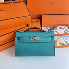 Hermès Mini Kelly Pochette Сумка Кожа Epsom U1 Верона зеленая З