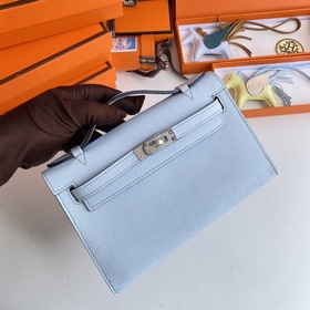 Hermès Mini Kelly Pochette сумка-клатч из кожи Epsom T0, синий се