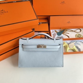 Hermès Mini Kelly Pochette сумка-клатч из кожи Epsom T0, синий се