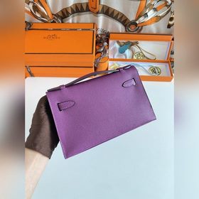 Hermès Mini Kelly Pochette сумка кожа эпсом, фиолетовый, серебря