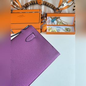 Hermès Mini Kelly Pochette сумка кожа эпсом, фиолетовый, серебря