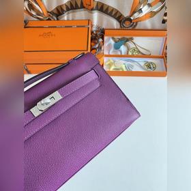 Hermès Mini Kelly Pochette сумка кожа эпсом, фиолетовый, серебря