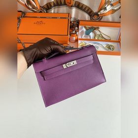 Hermès Mini Kelly Pochette сумка кожа эпсом, фиолетовый, серебря