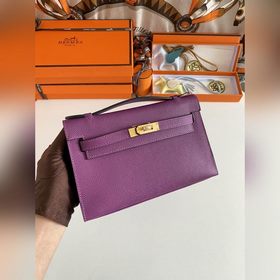 Hermès Mini Kelly Pochette сумка кожа Epsom, фиолетовый, золотая