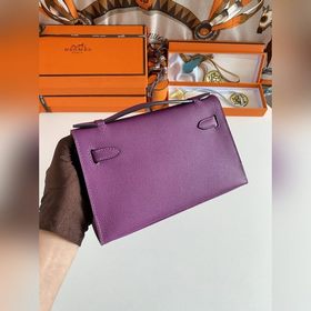 Hermès Mini Kelly Pochette сумка кожа Epsom, фиолетовый, золотая